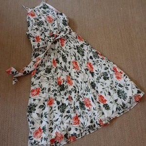 Club Monaco Floral Midi Dress - White and Red